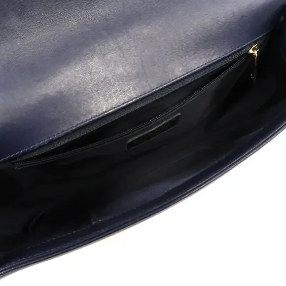 💎✨BEAUTIFUL✨💎Authentic CHANEL CC Boy Chain Shoulder Bag Dark Blue - Picture 16 of 16